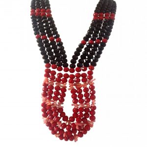 Coral Nuggets Necklace-Red