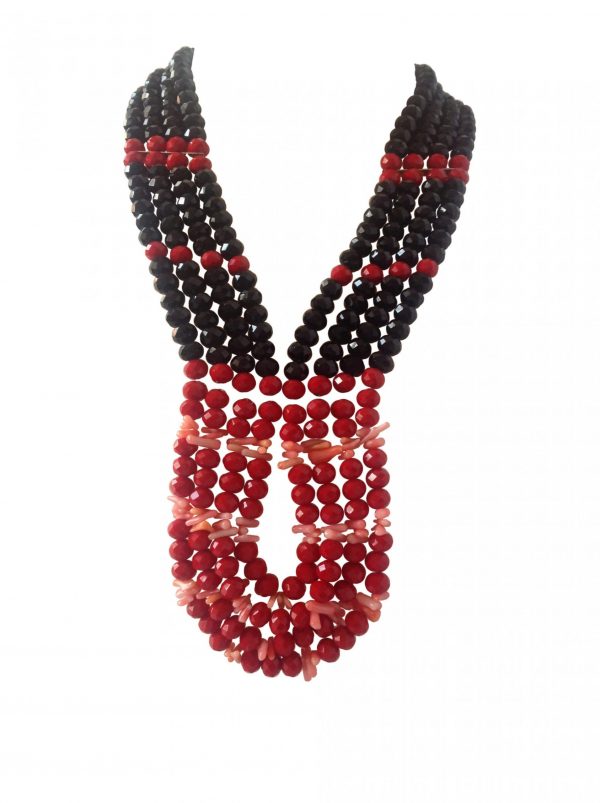 Coral Nuggets Necklace-Red